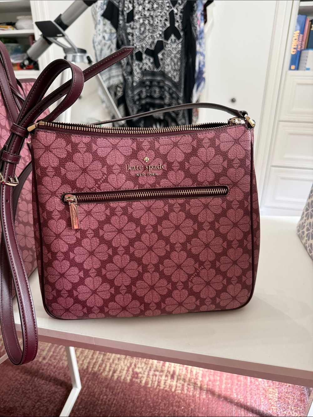 Beautiful Kate Spade logo crossbody NWOT never carried . Zip top zip front